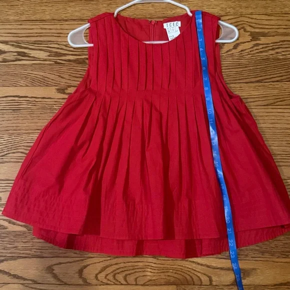 TCEC Red Sleeveless Pleated Top Size S NWT - Picture 9 of 12